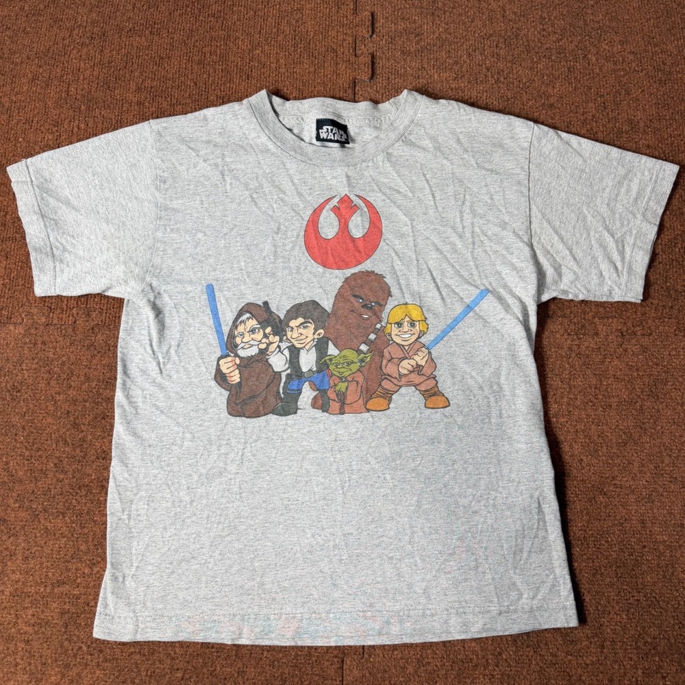 A+ Star Wars Kids Gray Graphic Tee Rebel Alliance Characters Luke Han Yoda‎ 1520
